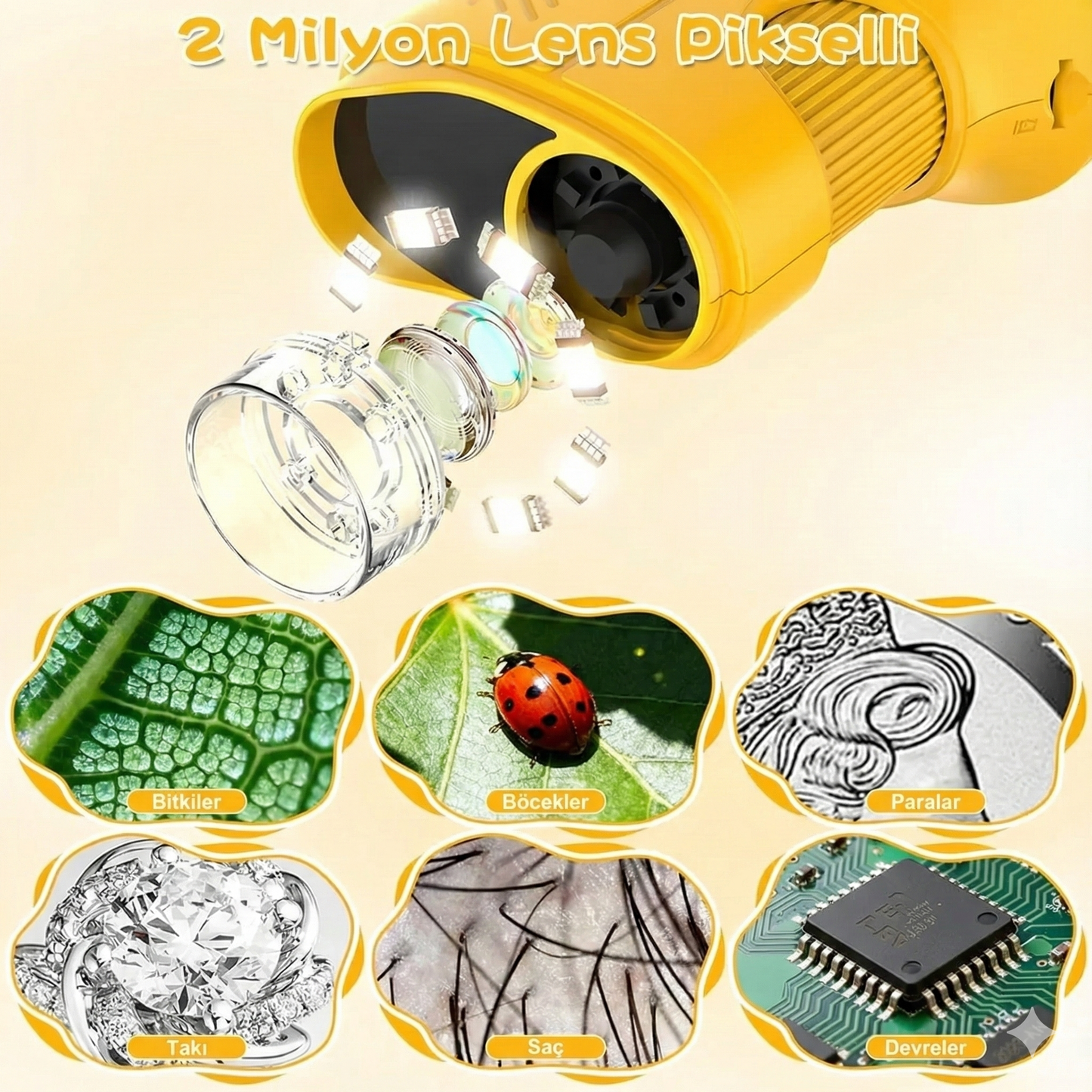 MikroMercek™ Pro: Taşınabilir Dijital Eğitim & Keşif Mikroskobu (1000x Zoom)