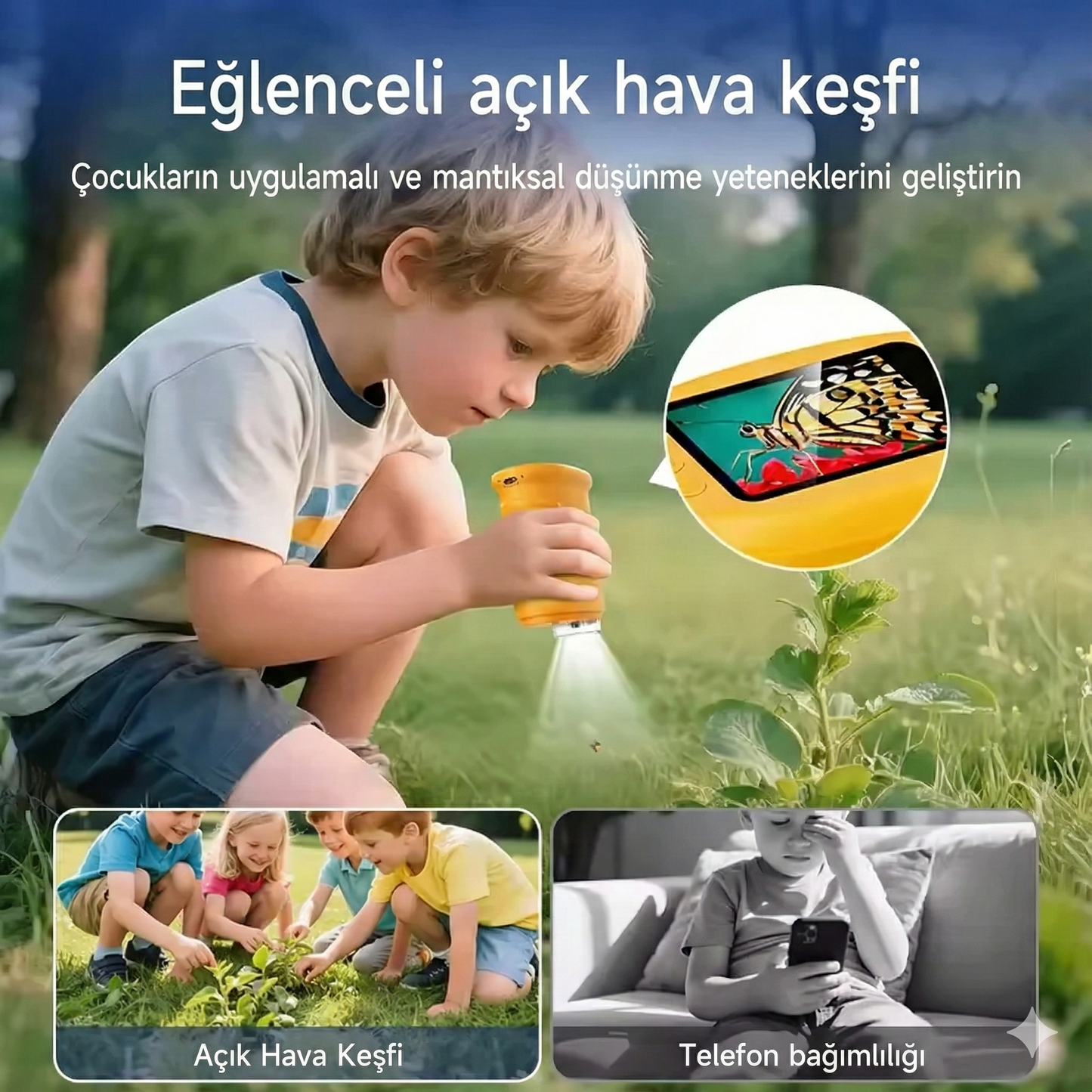 MikroMercek™ Pro: Taşınabilir Dijital Eğitim & Keşif Mikroskobu (1000x Zoom)